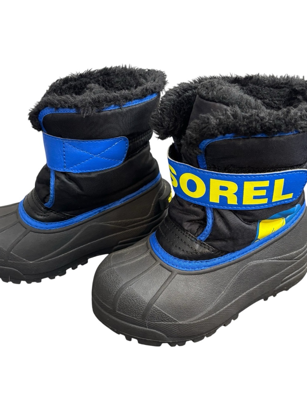 Sorel Kids Black and Blue Snow Boots lined toddler size US 11 EU 28.